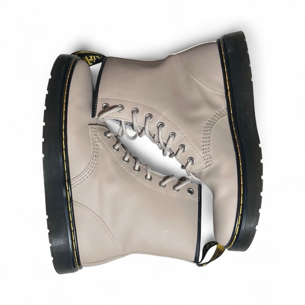 Dr. Martens Zavala Taupe Leather Combat Boots Women's Size 10 NWOB - 942